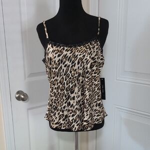 Moa Moa Animal Print Camisole with Black Lace